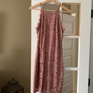 Mauve mini dress, perfect for freshman or sophomore dances.